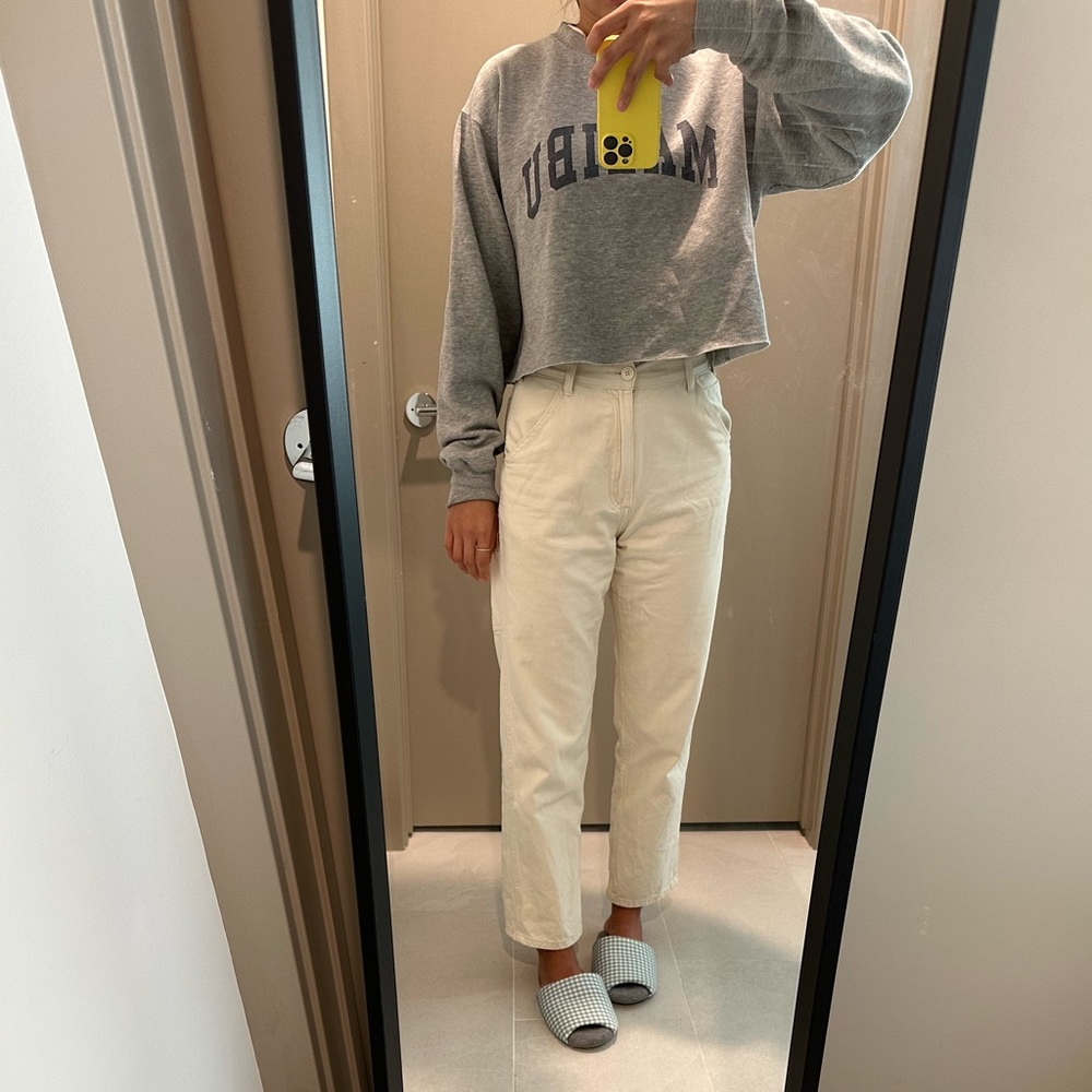 Used/ Brandy Melville/ John Galt MALIBU Cropped Sweatshirt Grey S/M